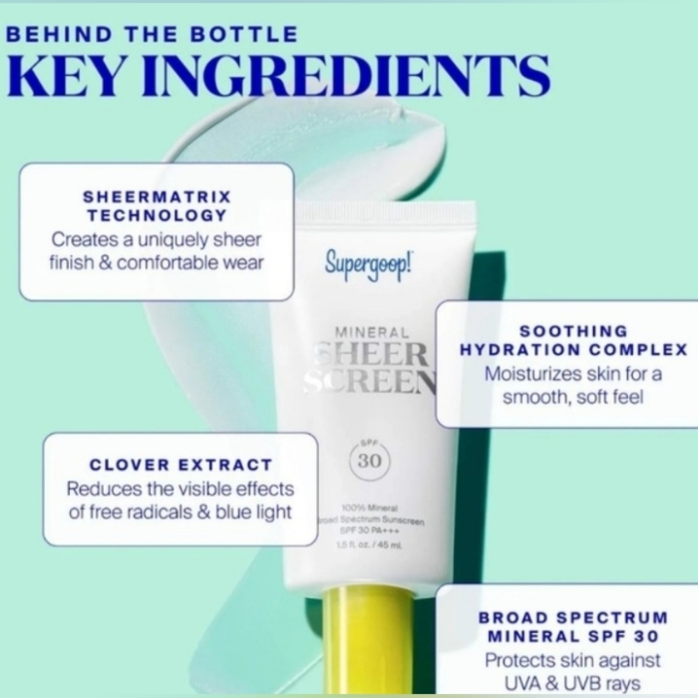 Supergoop! "Mineral Sheer Screen" 1.5 fl. Oz/45ml BRAND NEW IN THE BOX - Picture 2 of 6